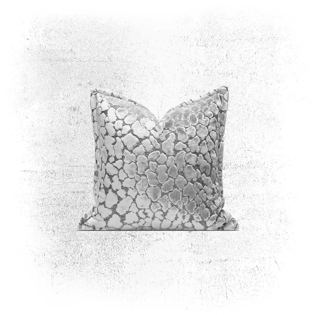 section i - aluminate (silver imported flocked fabric cushion cover)